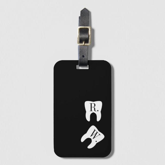 Initialed Teeth Dentistry Symbol Custom Luggage Tag (Front Vertical)