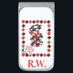 Initialed White Poker Money Clip<br><div class="desc">A Deck Of Cards Poker Theme Money Clip You Can Add Initials.</div>