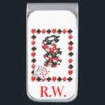 Initialed White Poker Money Clip<br><div class="desc">A Deck Of Cards Poker Theme Money Clip You Can Add Initials.</div>