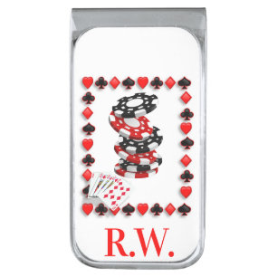 Initialed White Poker Money Clip