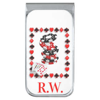 Initialed White Poker Money Clip