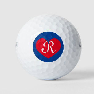 Initialed Wilson golf ball gift set with red heart