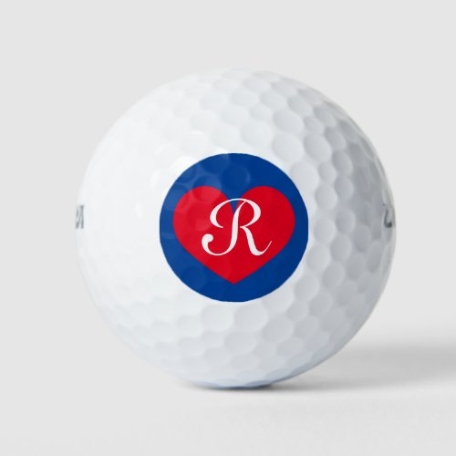 Initialed Wilson golf ball gift set with red heart