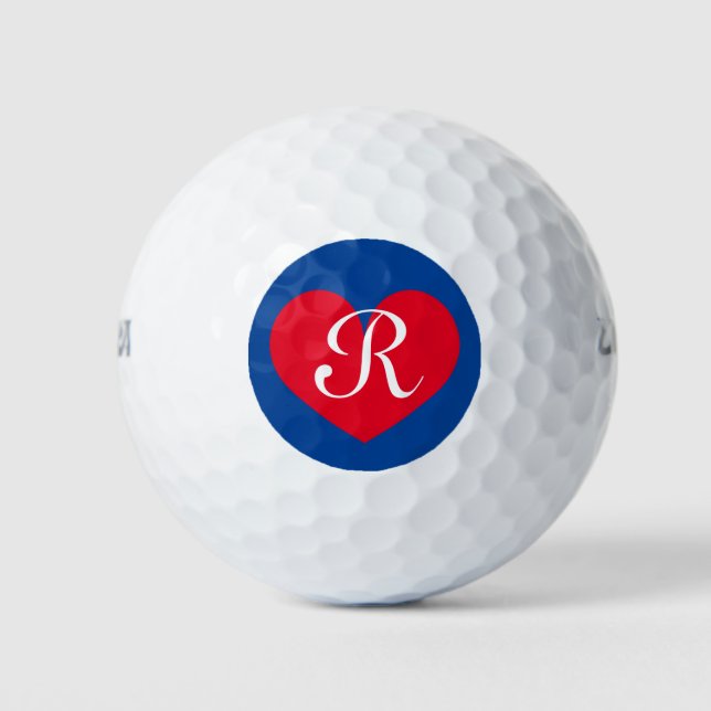Initialed Wilson golf ball gift set with red heart (Front)