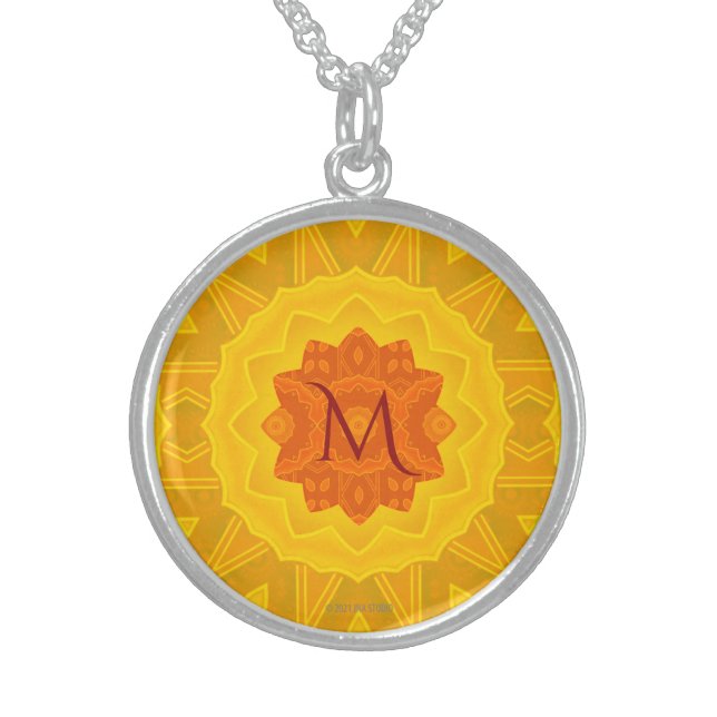 Initialized Art Deco Sunflower Necklace (Front)