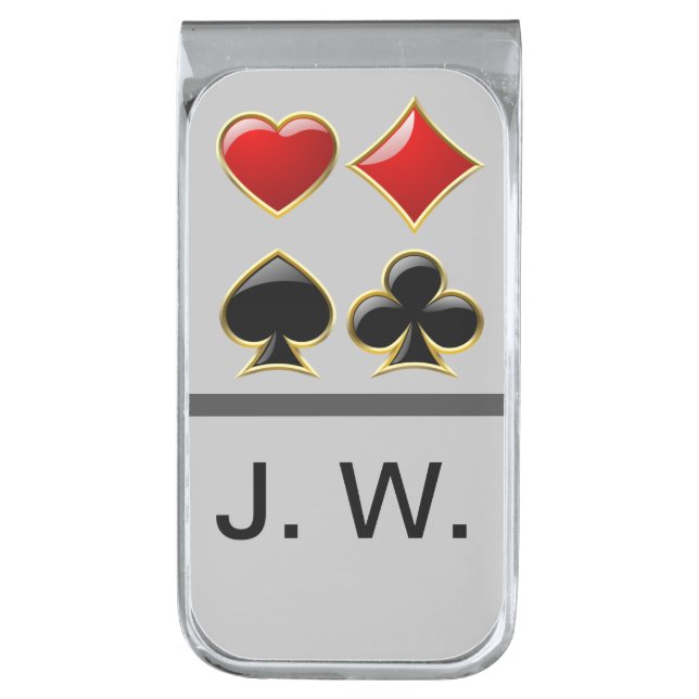 Initialized Card Suits Money Clip (Front Vertical)