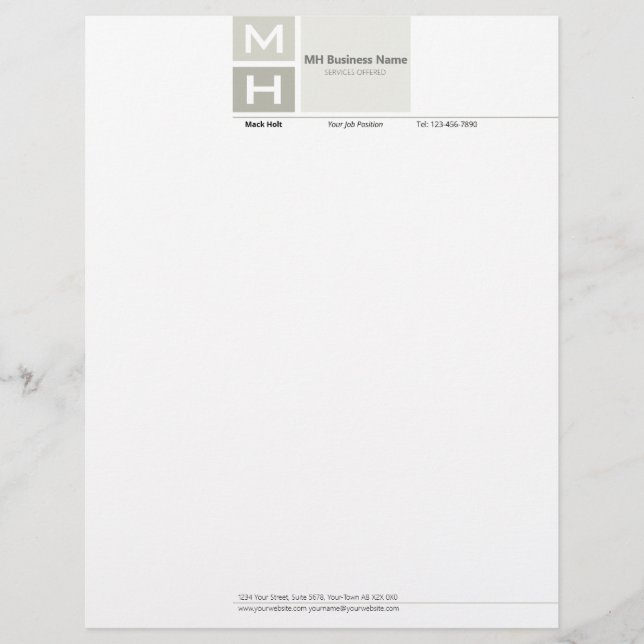 Initialized Grey Tone Blocks Letterhead (Front)