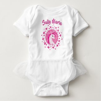 Initialized Pink Unicorn And Hearts Baby Bodysuit