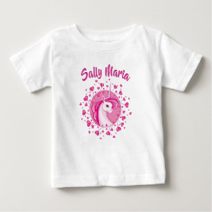 Initialized Pink Unicorn And Hearts Baby T-Shirt