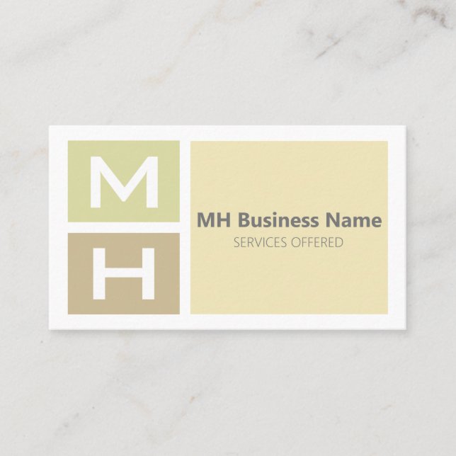 Initialized Warm Tone Blocks Business Card (Front)