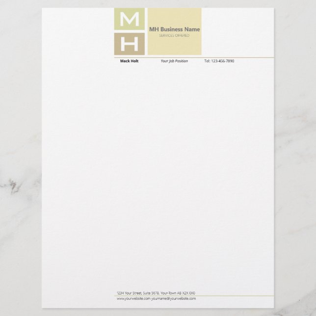 Initialized Warm Tone Blocks Letterhead (Front)