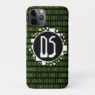 Initials 1s 0s Binary Digital Matrix White Green iPhone 11 Pro Case