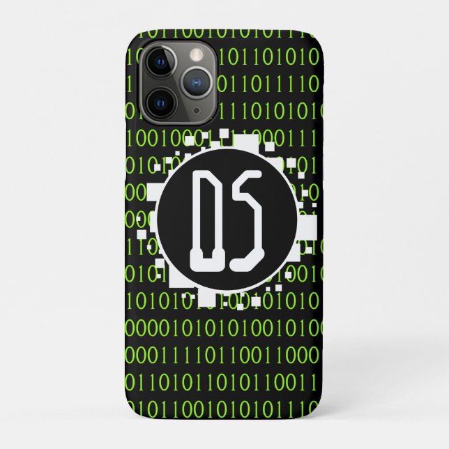 Initials 1s 0s Binary Digital Matrix White Green Case-Mate iPhone Case (Back)
