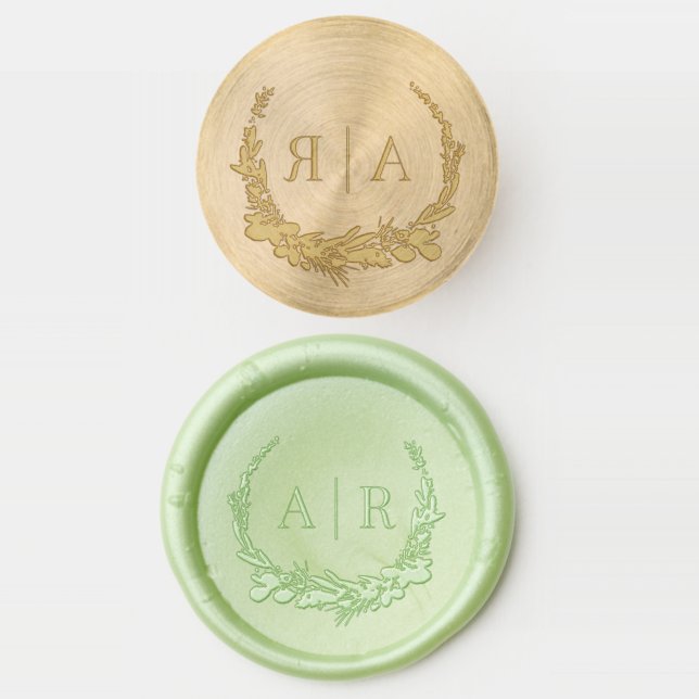 Initials and Boho wreath Wax Seal Stamp (Stamped)