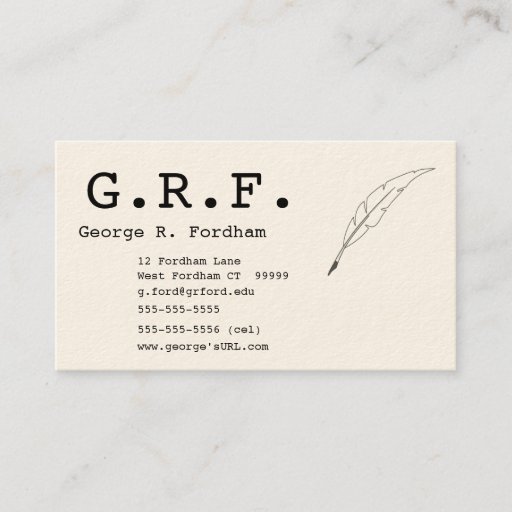 Customizable Initials and Quill Point Pen Business Card Template