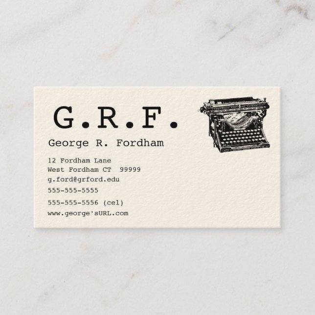 Initials and Typewriter Business Card (Front)