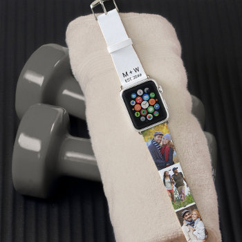 Initials And Year Est 3 Photo Strip Collage Apple Watch Band by darlingandmay at Zazzle