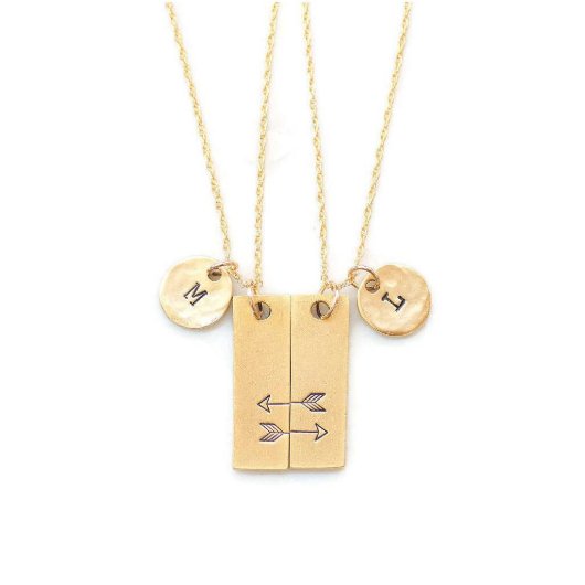 Initials Arrow Friendship Necklace Personalized (Front)