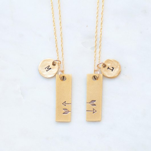 Initials Arrow Friendship Necklace Personalized (Front)