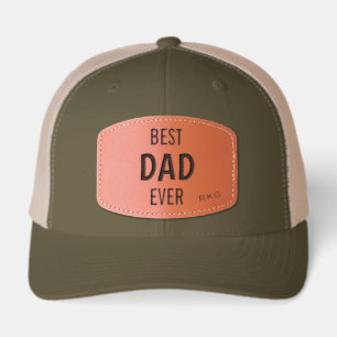 Initials    Best DAD Ever Moss and Khaki Leather Patch Hat