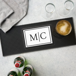 Initials, black double border bar mat