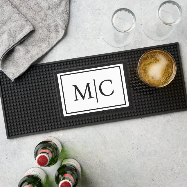 Initials, black double border bar mat  (Insitu (Bar 1))