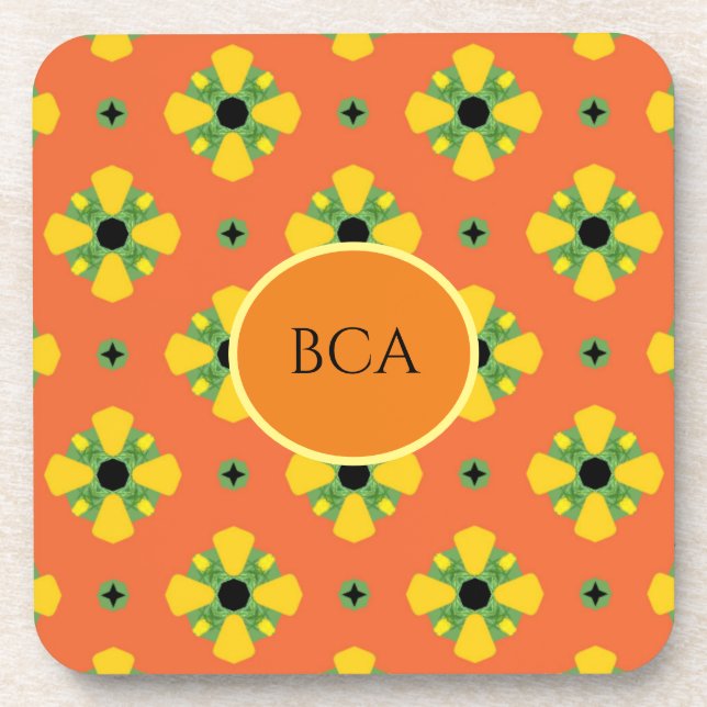 INITIALS Bright Birthday or Anniversary Gift  Beverage Coaster (Front)