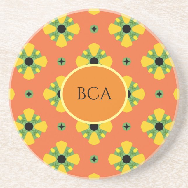 INITIALS Bright Birthday or Anniversary Gift  Coaster (Front)