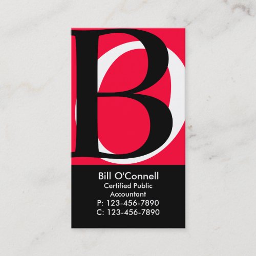 Initials Business Card/ Red