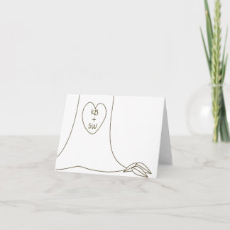 Initials Carved in Tree Trunk Card - Customized