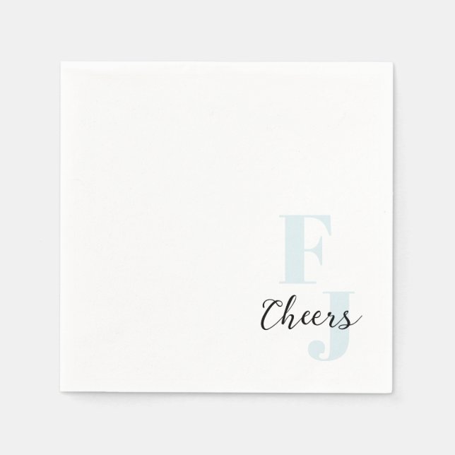 Initials • Classic Bold Modern Monogram Blue Napkins (Front)
