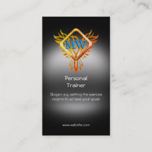 Initials, Flaming Phoenix, Personal Trainer Business Card