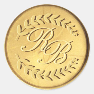 Initials Gold Wax Seal Stickers Wedding Envelope