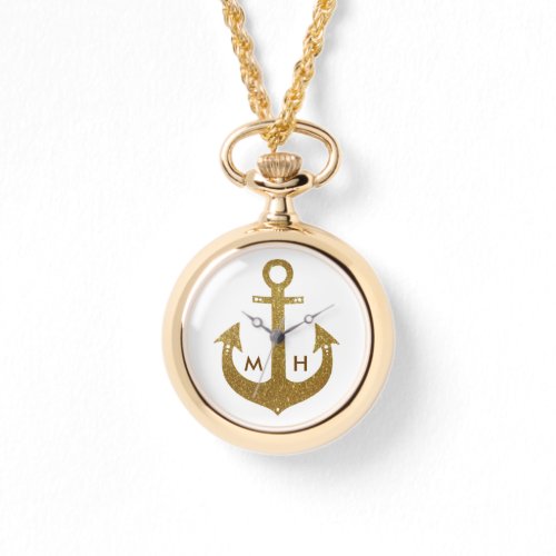 initials  golden anchor watch