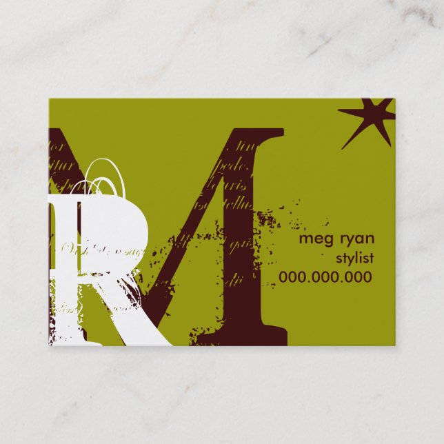 Initials Green Chubby Appointment Card (Front)
