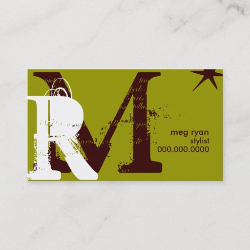 Customizable Initials Green regular Business Card
