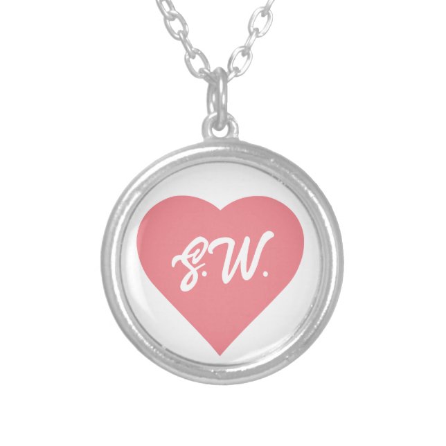 initials Heart Silver Plated Necklace (Front)