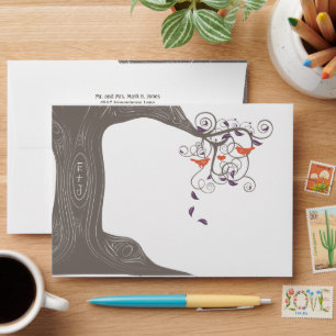 Initials In Tree Purple Gray Orange Envelopes