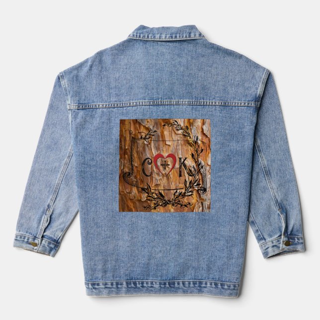 Initials in Tree Trunk Denim Jacket (Back)