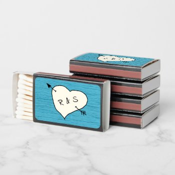 Initials Inside Heart With Arrow Married Matchboxe Matchboxes by sandpiperWedding at Zazzle