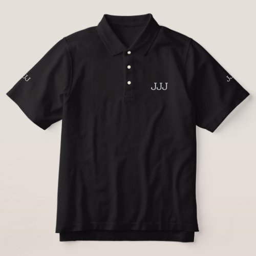 Initials JJJ Monogram Embroidered Polo Shirt