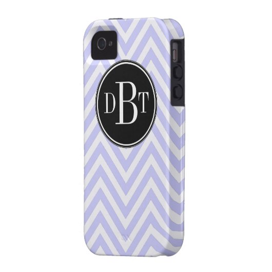 Initials Lilac Purple White Chevron Pattern Case-Mate iPhone Case (Back Left)