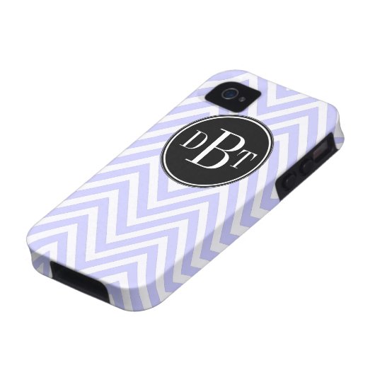 Initials Lilac Purple White Chevron Pattern Case-Mate iPhone Case (Bottom)