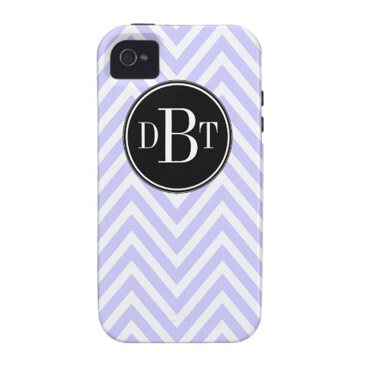 Initials Lilac Purple White Chevron Pattern Case-Mate iPhone Case (Back)