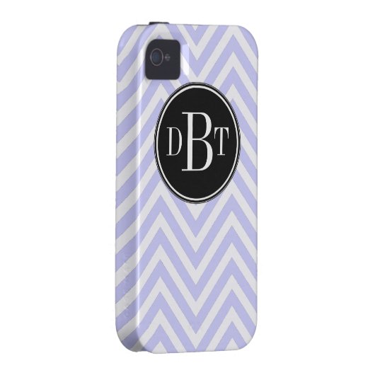 Initials Lilac Purple White Chevron Pattern Case-Mate iPhone Case (Back/Right)