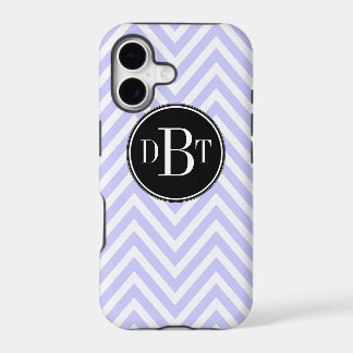 Initials Lilac Purple White Chevron Pattern iPhone 17 Case