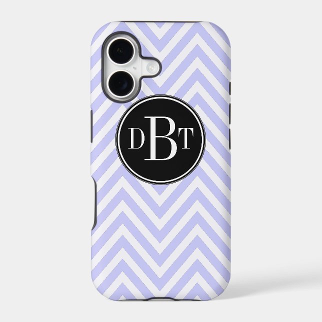 Initials Lilac Purple White Chevron Pattern Iphone Case (Back)