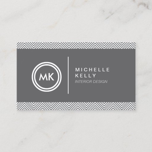 Customizable INITIALS LOGO with CHEVRON PATTERN 2 Business Card