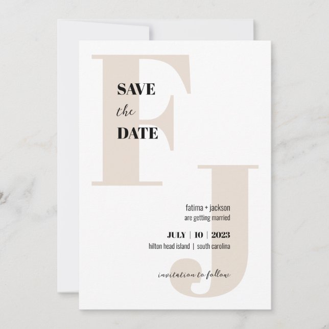 Initials • Modern Monogram Save the Date • Classic (Front)