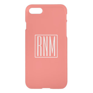 Initials Monogram   Coral iPhone SE/8/7 Case